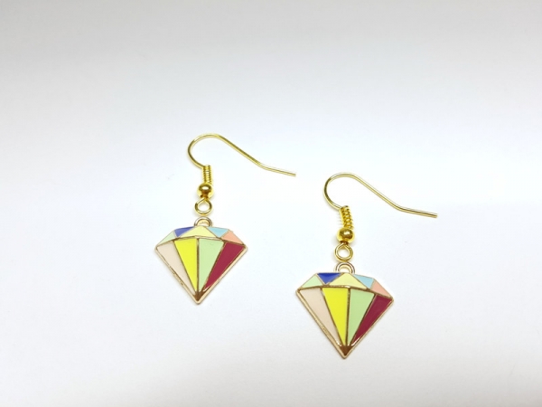 Diamant Optik Ohrringe bunt goldfarben